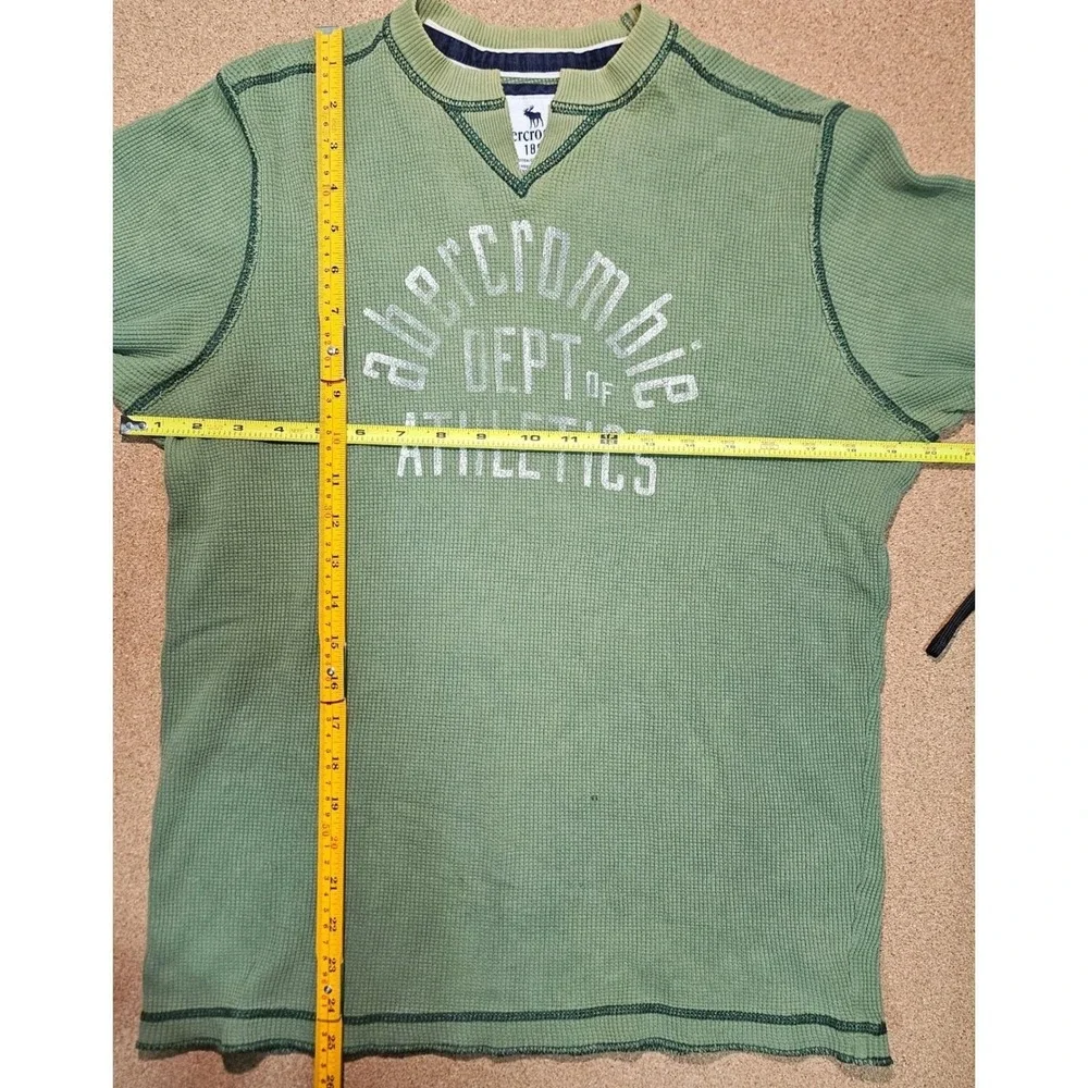 VTG Y2K Abercrombie Kids‎ Waffle Knit Thermal Boys XL Distressed Raw Hem Grunge